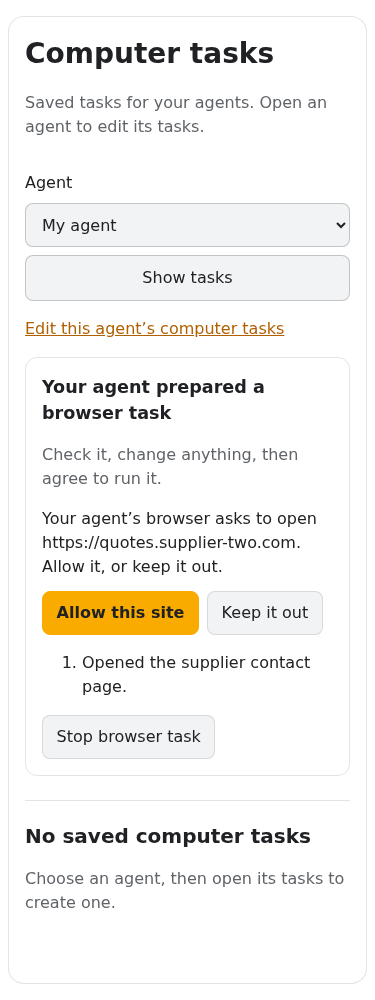 Site approval request on a phone-sized browser